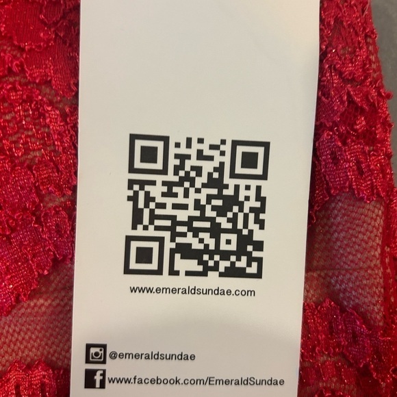 ❤️🧡”Emerald Sundae” NWT Bodycon Red Lace/Mesh Fully Lined MIDI Dress Size L❤️🧡 - Picture 10 of 14
